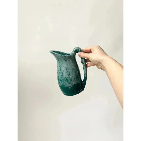Vintage handmade Turquoise Drip Glaze MCM Pitcher - Picture 1 of 7